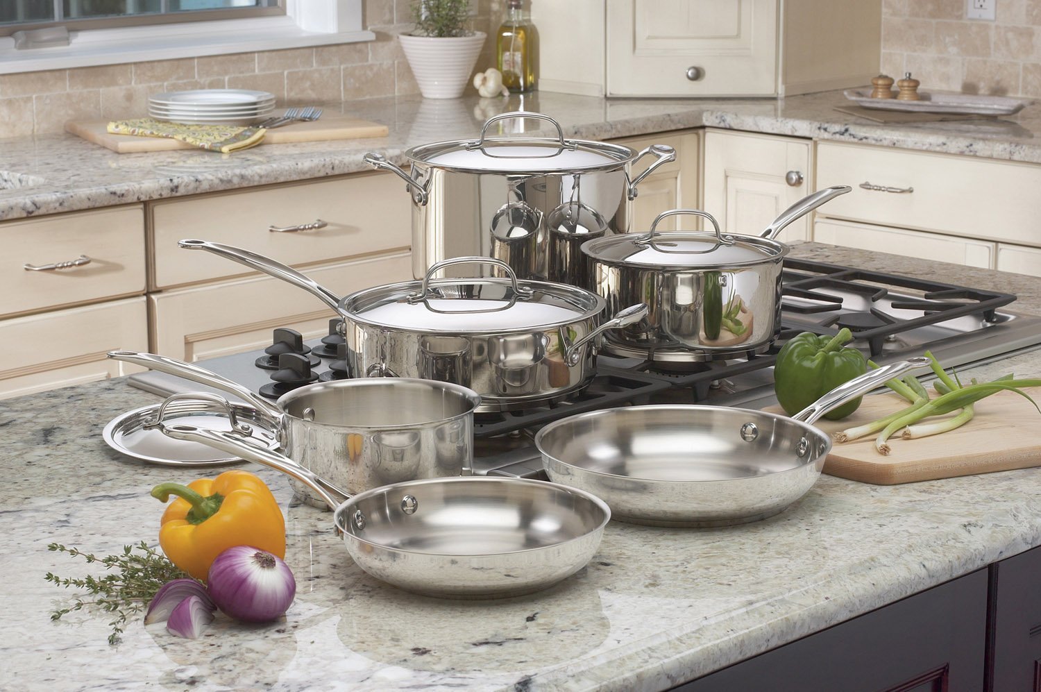 Cuisinart 77-10 Chef's Classic Stainless 10-Piece Cookware Set,Silver